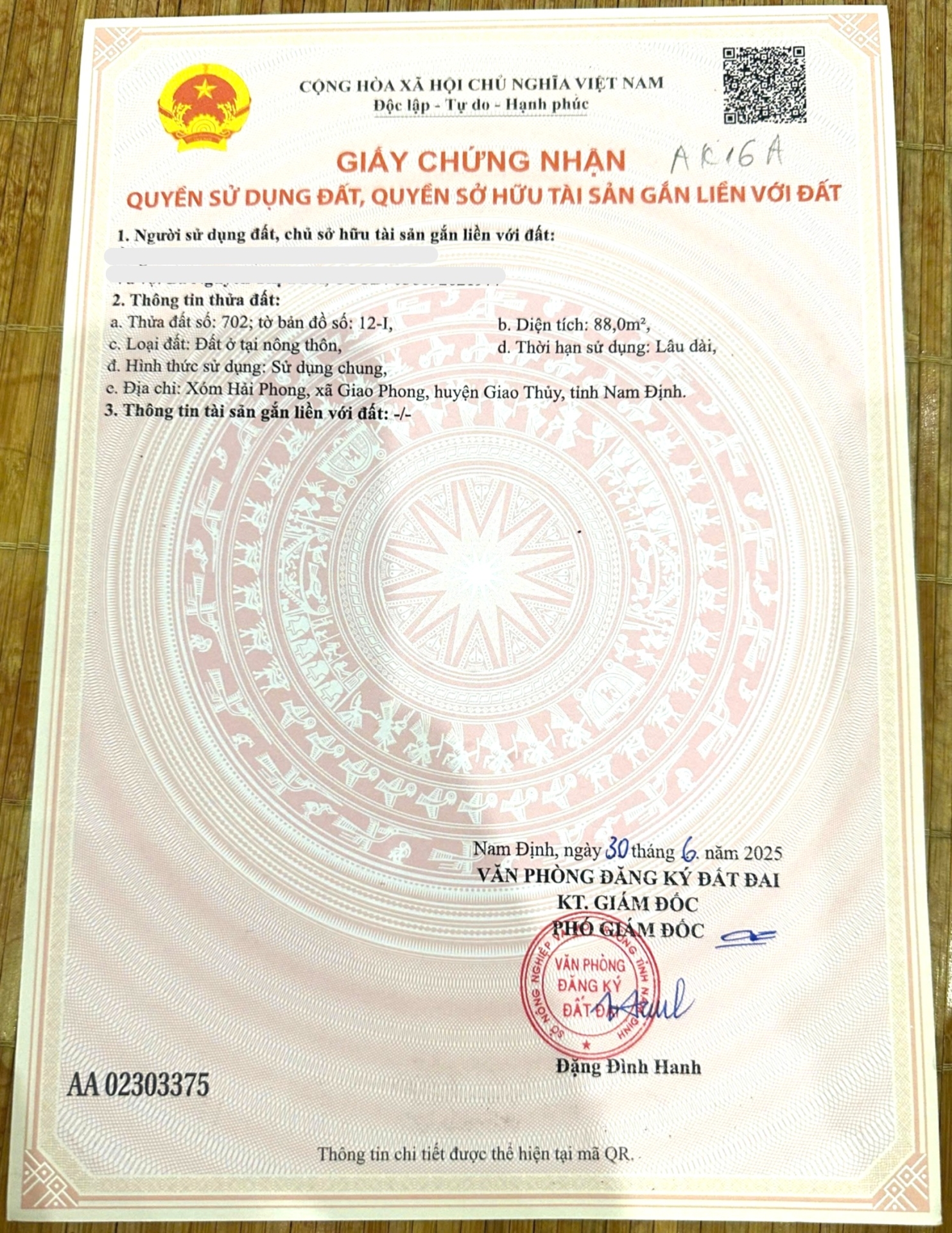 MỞ BÁN KHU 20 LÔ MẶT BIỂN GIAO PHONG