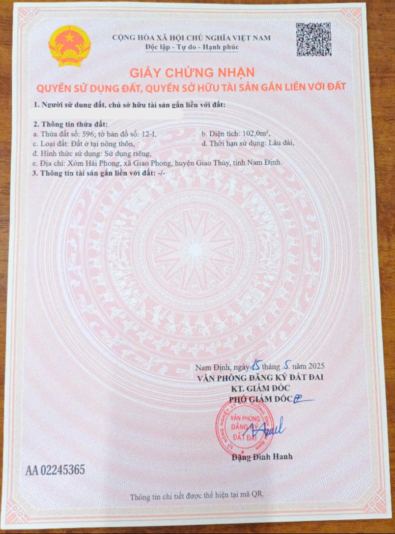 MỞ BÁN KHU 12 LÔ MẶT BIỂN GIAO PHONG