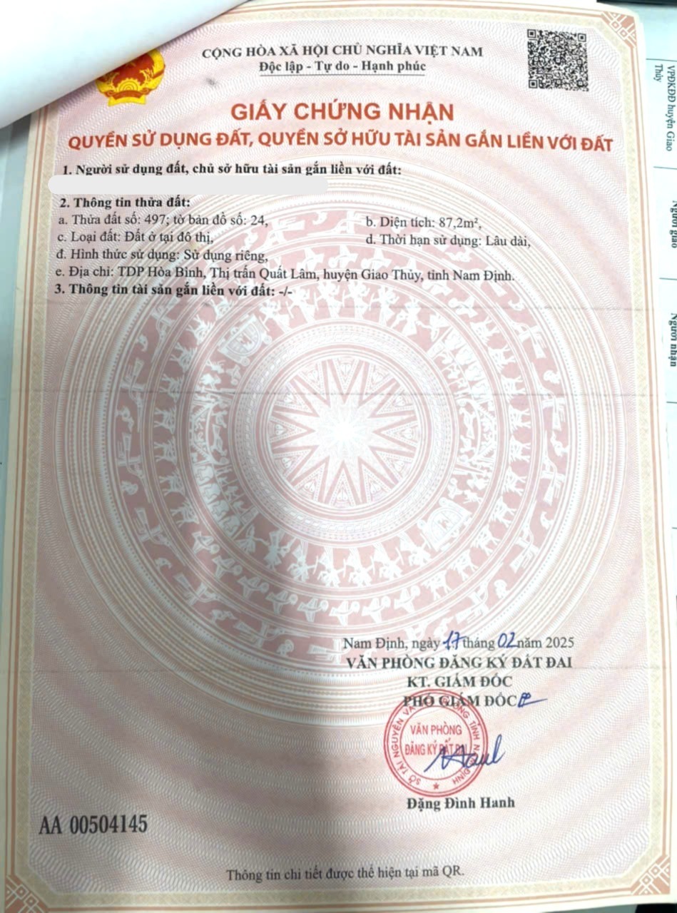 MỞ BÁN KHU 33 LÔ THỊ TRẤN BIỂN QUẤT LÂM